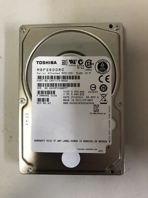 Toshiba MBF2600RC 600 GB 10000 RPM 2.5" SAS2 6GBPS Hard Drive PN: CA07173-B400 - Image 1 of 2