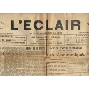 L'ÉCLAIR 15-11-1915 Frères BOUILLON 1er Prix à Paris Naissance Louis JAUME BOXE - Picture 1 of 5