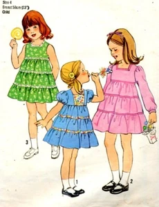 Cut Sewing Pattern Girls Toddler Back Zipper Dress Size 3-4 (cut to 4) Date 1978 - Picture 1 of 2