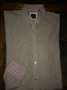Mens Boss Hugo Boss Lightweight Long Sleeve Striped Button Front Shirt Medium MD - Picture 1 of 2