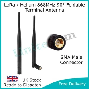 Antena macho plegable SMA LoRa Helium HNT 868 MHz 90° negra IoT LoRaWAN aérea - Imagen 1 de 5