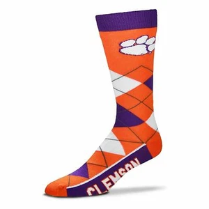 Calcetines de vestir Clemson Tigers naranja púrpura y blanco arcila alineación de tripulación - Imagen 1 de 1