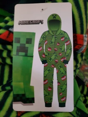 Minecraft 1 Piece Blanket Sleeper Pajamas with Hood TNT, Size 12/14 Large- NWT - Image 1 of 4