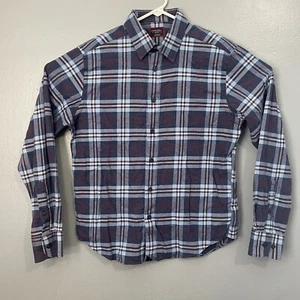 Camisa Untuckit Barrington Para Hombre Mediana Azul Algodón a Cuadros Manga Larga Abotonada - Imagen 1 de 11