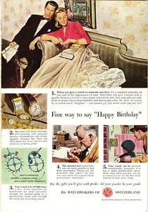Print Ad Swiss Federation Watch Manufacturers Watchmakers of Switzerland c1950 - Picture 1 of 1