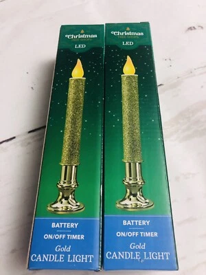 Vela Ventana Bombilla LED Brillo Dorado 9.5" Funciona con Batería con Juego de Temporizador Foto 1 de 2