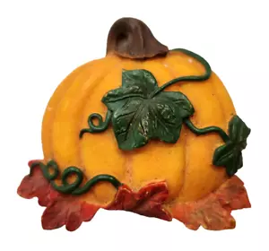 Broche de vacaciones vintage de calabaza de acción de gracias con hojas de vid otoño de 1980 PIN de papel - Imagen 1 de 3