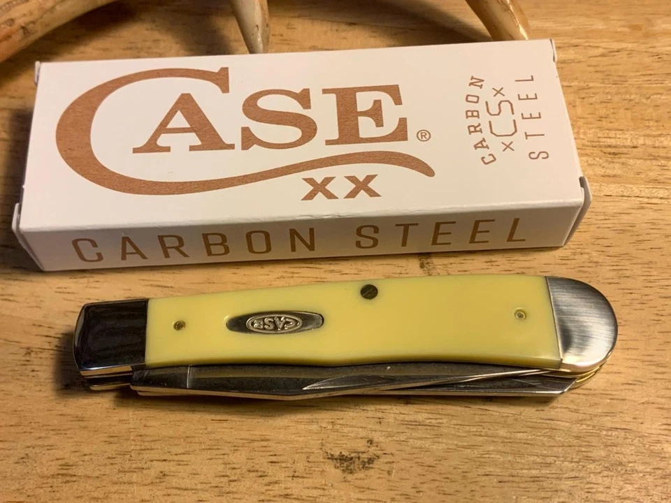 Case XX Smooth Yellow Synthetic 4 1/8" Pocket Knife 5 DOT USA Made CA161 - Image 1 of 4