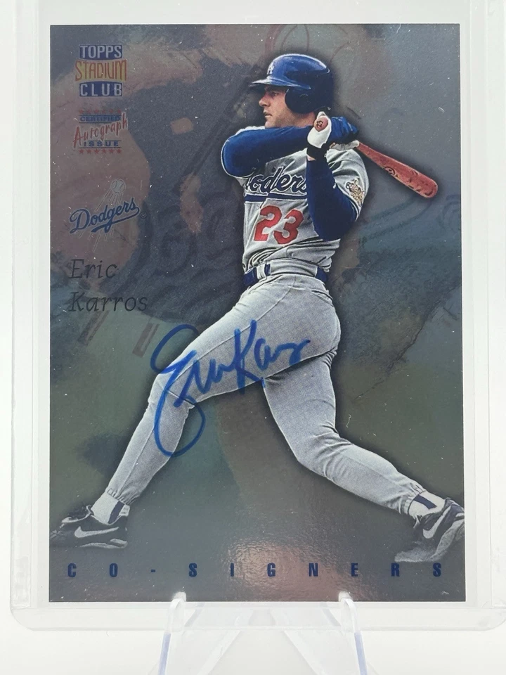 1997 Stadium Club Co-Signers Auto Eric Karros/Raul Mondesi #CO-7 Dodgers - Image 1 of 2
