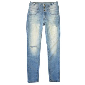 Refuge Denim Jeans Womens 8 High Waisted Distressed Light Wash Casual Boho Cute - Picture 1 of 6