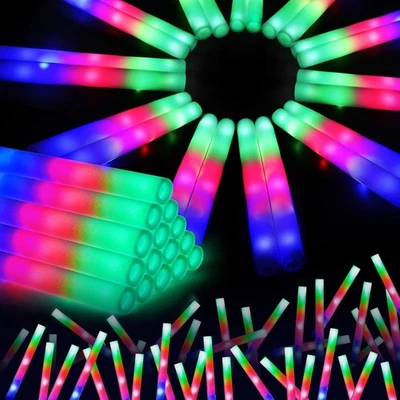 46PCS Foam Glow Sticks, Light Up Sticks with Flashing, Blue, Green, Red  - Image 1 of 4