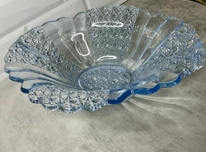 Vintage Fenton Ice Blue Daisy and Button Oval Centerpiece Bowl with Handles - Picture 1 of 22
