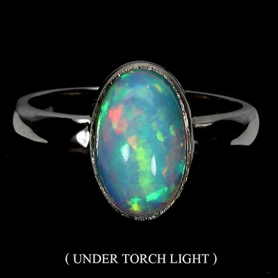 925 Sterling Silver Ring Oval Fire Opal 11x9mm Natural Gemstone Jewelry Size 7 - Image 1 of 4