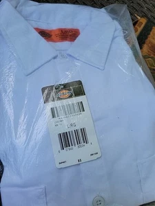 Dickies White Food Serv Short Sleeve Shirt Button Down Size L Nwt - Imagen 1 de 4