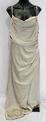 Vestido de Dama de honor gris pájaro Lydia mate satinado CD4 neutro champán grande Foto 1 de 4