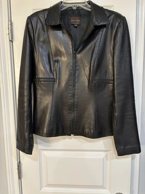 Vintage John Carlisle Womens 100% Leather Zip-Up Black Jacket , Size Large - Image 1 of 4
