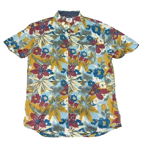 Camisa Vans Para Hombre Grande Azul Amarillo Rojo Floral Hawaiana Abotonada Aloha Informal - Imagen 1 de 11