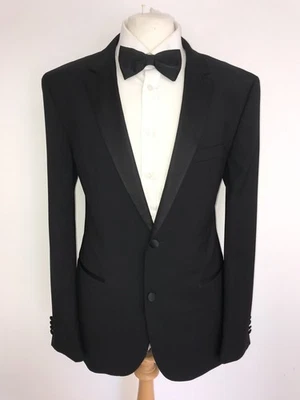 HUGO BOSS - Mens BLACK WOOL DINNER SUIT - 38 Reg - W32 L30 - BEAUTIFUL TUXEDO - Image 1 of 4
