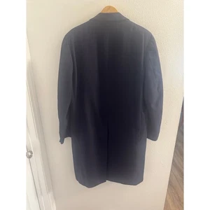 VTG Saks Fifth Ave 100% Cashmere Wool Coat Fits XL Navy Blue Made in England - Picture 1 of 16