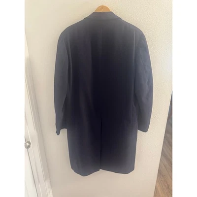 VTG Saks Fifth Ave 100% Cashmere Wool Coat Fits XL Navy Blue Made in England - Image 1 of 4