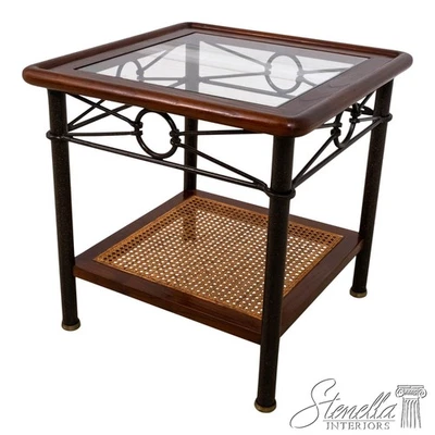 F69778: GRANGE Cherry Square Glass Inset Side Table - Image 1 of 4