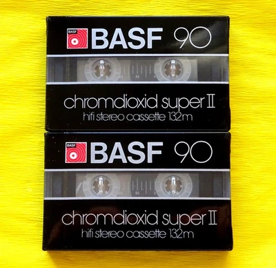 2x BASF chromdioxid super II 90 "silver" Cassette Tapes 1982 + OVP + SEALED + - Image 1 of 3