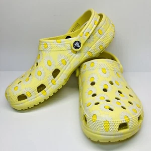 Crocs Classic Platform Daisy Flower Print Yellow Clogs Shoes Women Size 11 - Picture 1 of 15