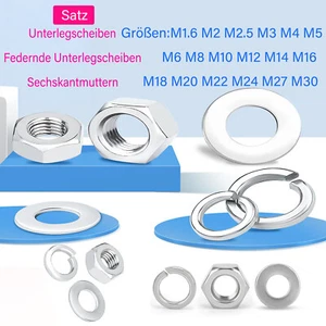 Unterlegscheiben Sechskantmuttern Hutmutter federnde Unterlegscheiben Edelstahl - Picture 1 of 75