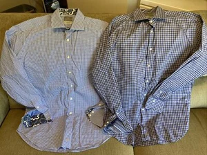 THOMAS DEAN Contrast Cuff Mens Large Button Up Shirt - Picture 1 of 6