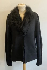 Pure Collection Damen-Shearlingjacke Größe UK 10 schwarz Kaschmir & Lammfell - Bild 1 von 7