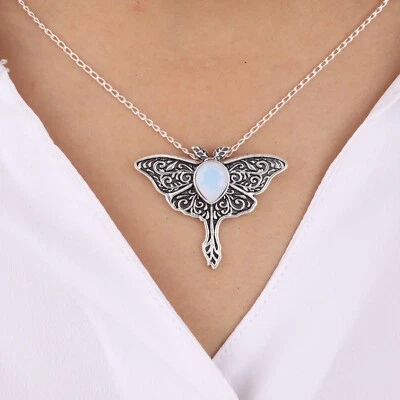 Pingente boho joia prata esterlina 925 pedra preciosa opala leitosa presente feminino 1,2" - Imagem 1 de 4