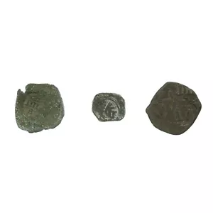 3 Pirata 1500's -1700's Spagna Coloniale Cob Rame Tesoro Monete Buono Dettaglio - Picture 1 of 2