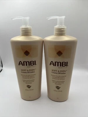 Loção de óleo cremoso Ambi Soft & Even com azeite e manteiga de karité 12 oz - 2 frascos - Imagem 1 de 4