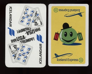2 PUBLICIDAD AVIACIÓN JUGAR CARTAS ICELAND AIR & ISLAND EXPRESS - Imagen 1 de 1