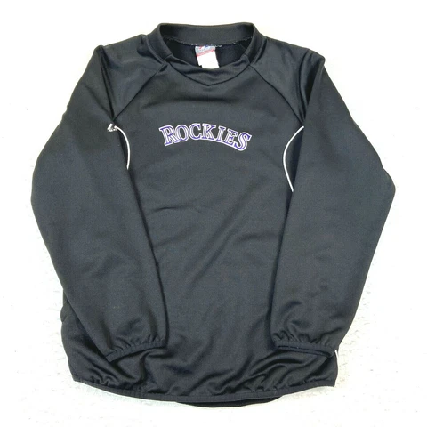 Colorado Rockies Sweatshirt Mens Small Black Crew Neck Athletic Baseball Sweater Cover