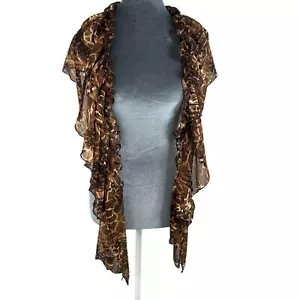 Ruffle ruching cheetah leopard semi sheer scarf- Chico- one size - animal print - Picture 1 of 6