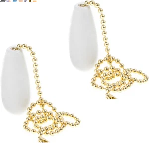 2Pcs 13.8" Wooden Ceiling Fan Pull Chain Ceiling Fan Beaded Ball Pull Chain with - Picture 1 of 4