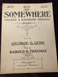 1924 SOMEWHERE There's a Rainbow Shining Sheet Music by Harold Freeman, G. Gunn - Picture 1 of 3