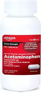Amazon Basic Care Extra Strength Pain Relief, Acetaminophen Caplets, 500 mg, 200 - Picture 1 of 6