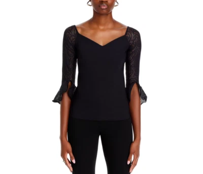Chiara Boni La Petite Robe Saffy Lace Sleeve Top MSRP $395 - Image 1 of 4