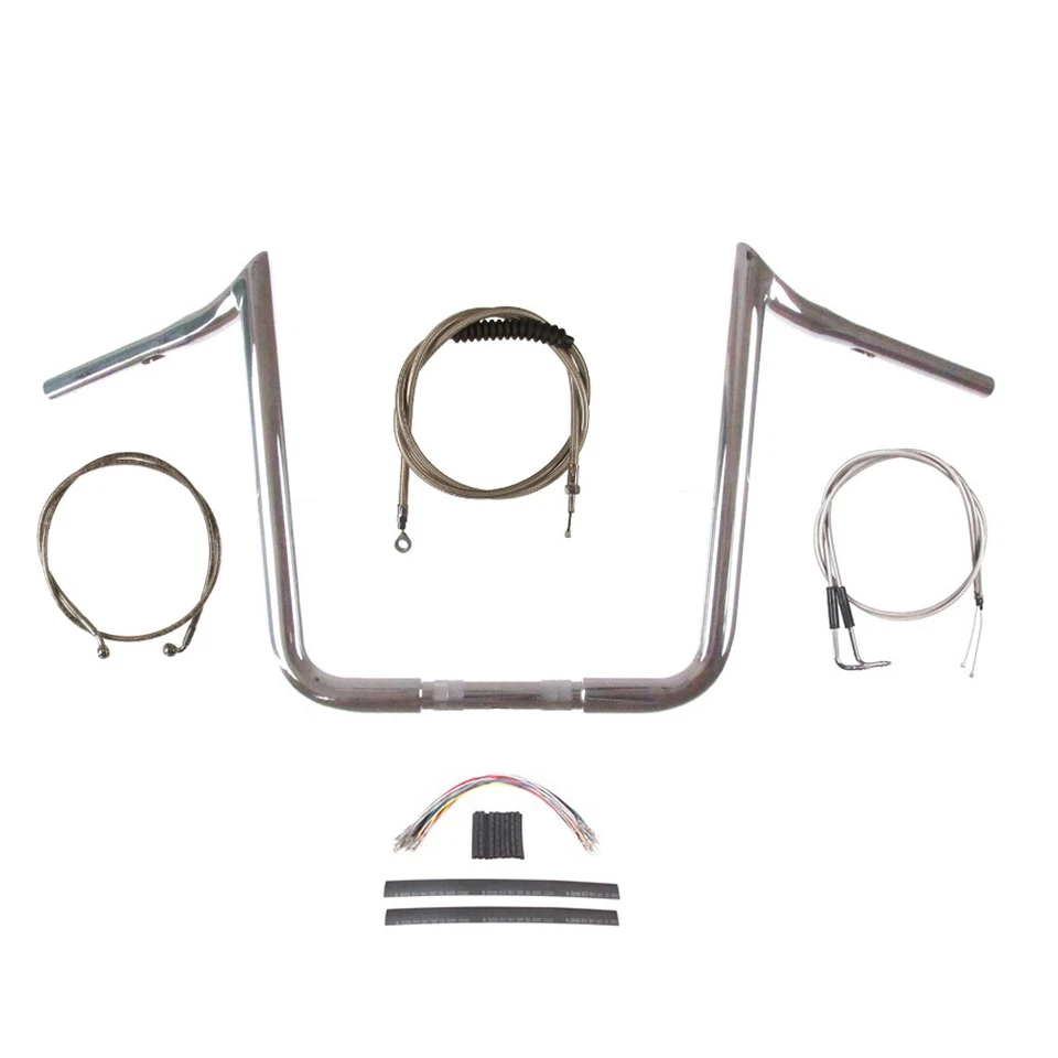 1 1/4" Chrome 16" PrimeApe Handlebar Kit 1996-2006 Harley Road Glide Road King - Image 1 of 2