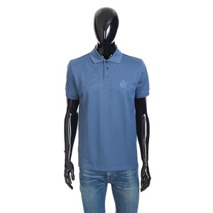 BERLUTI 550$ Polo Shirt With Embroidered Crest Logo - Blue Cotton