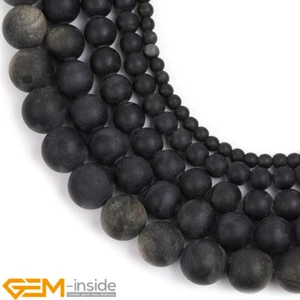 Natural Golden Obsidian Stone Frosted Matte Round Beads for Jewelry Making 15" - Picture 1 of 40