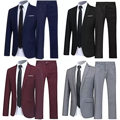 Anzug Herren Anzüge Slim Fit 2 Teilig Business Büro Party Herrenanzug Sakko Hose - Bild 1 von 3