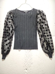 Top pomodoro geloso donna nero medio casual a pois vedi attraverso manica lunga - Foto 1 di 14