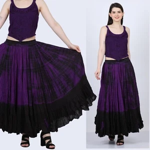 Women's 25 Yard Tribal ATS Belly Dancing, 4 Tiered Bohemian, Black Violet Skirts - Foto 1 di 6