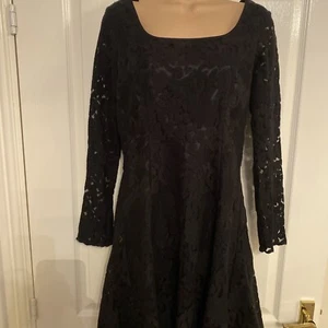 NEXT UK 8 LADIES BLACK LACE DRESS NEW - Picture 1 of 8