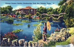 Chinese Sunken Garden Brackenridge Park San Antonio Texas Postcard Unposted - Imagen 1 de 2
