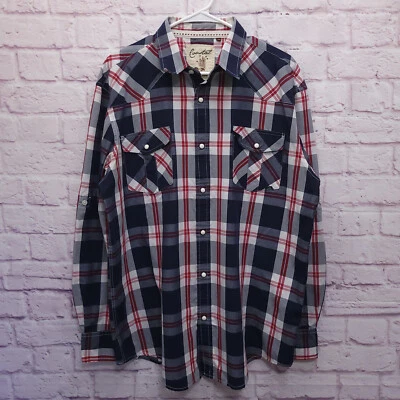 Coastal Pearl Botón A Presión Para Hombres XXL Cuadros Pestaña Enrollable Manga Exterior Foto 1 de 4