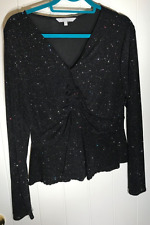 Red Herring Black Sparkly Top with cross-over neckline.  Size 16